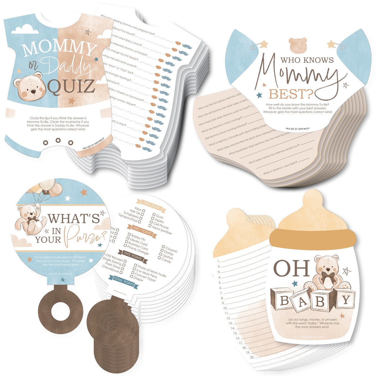 Big Dot of Happiness We Can Bearly Wait - 4 Teddy Bear Baby Shower Games - 10 Cards Each - Gamerific Bundle